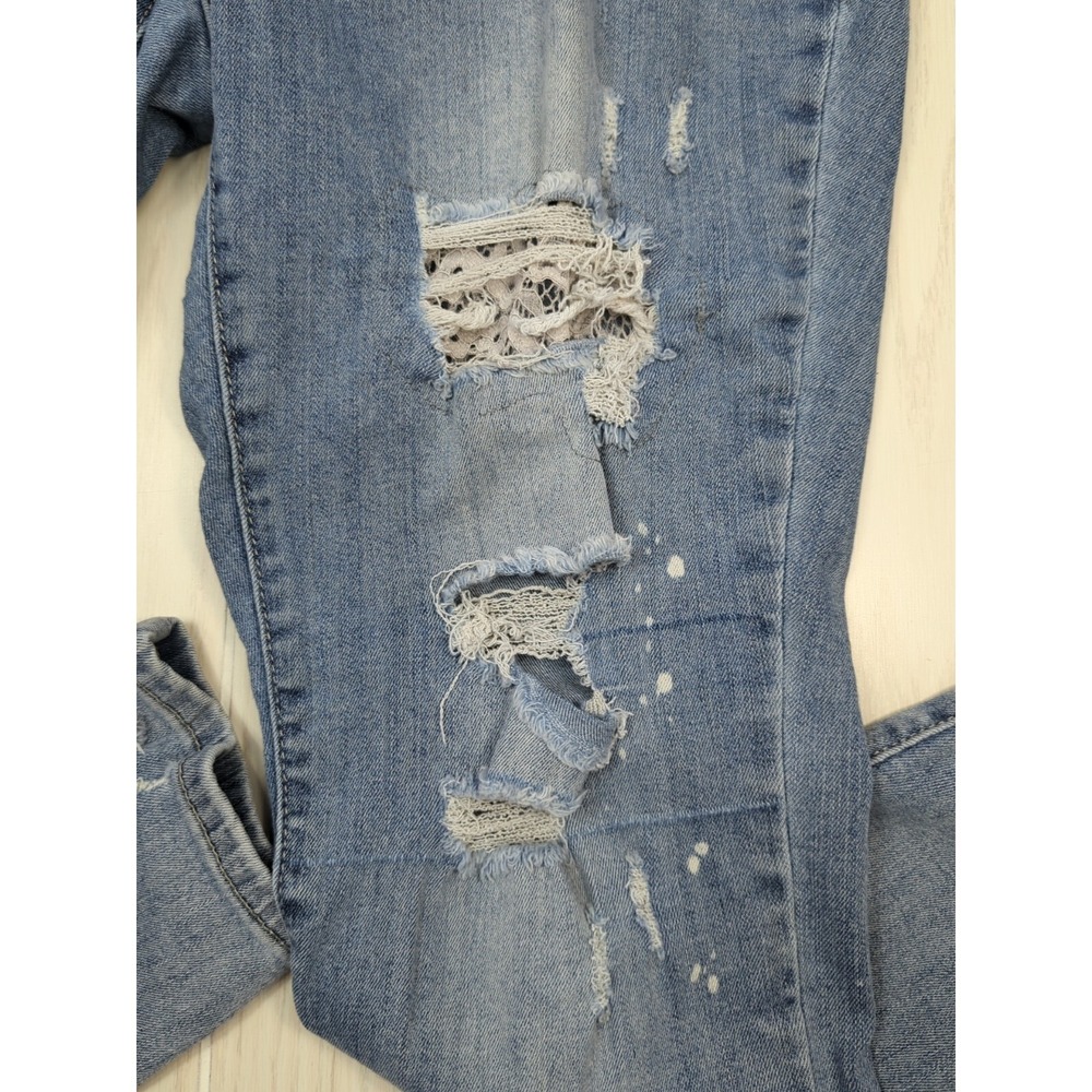 Judy Blue Lace Patch Skinny Jeans 18W destroyed mid rise - Picture 14 of 16